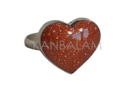 Anillo corazón de venturina