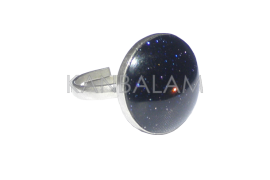 Anillo ovalado de venturina azul