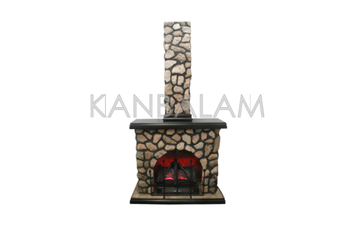 Chimenea con piedra  volcánica rústica, con tiro.